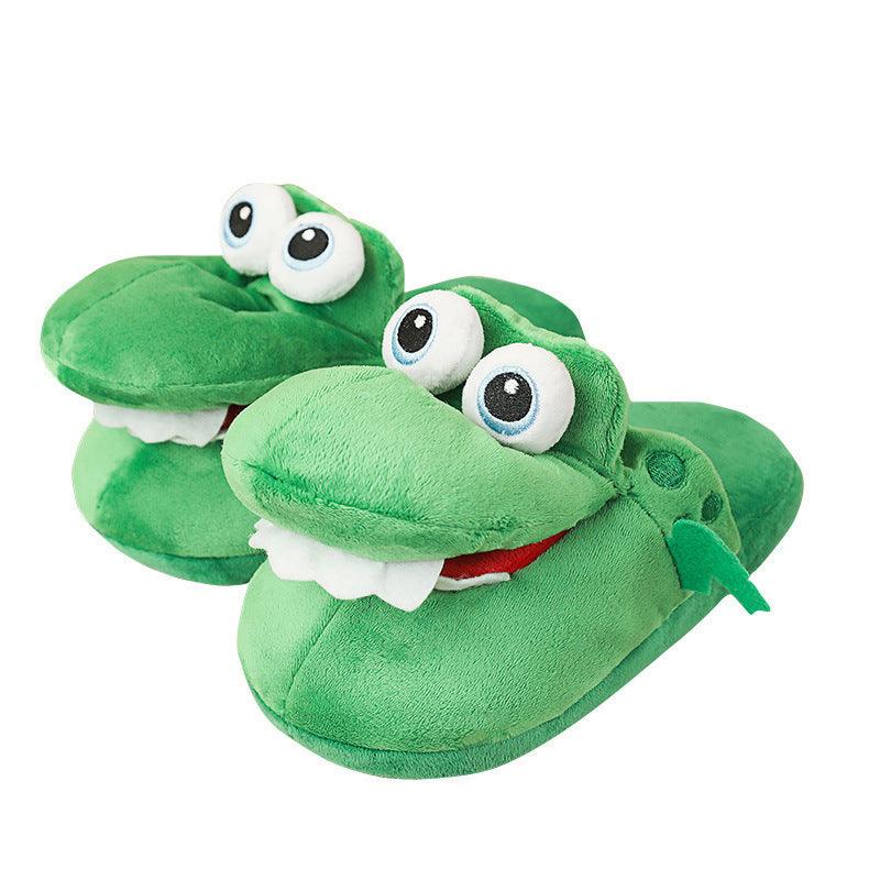 Crocodile Cotton Slippers Mouth Will Move Plush Cute Green Slippers - Plushie Depot