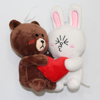 Cute Teddy Bear and Bunny in Love Plush Doll, Valentines Day Plush Toy Outfit Plushie Depot