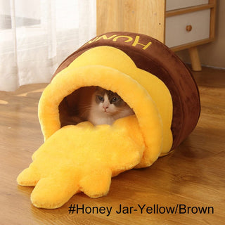 Honey Pot Cat Bed Yellow Pet beds - Plushie Depot