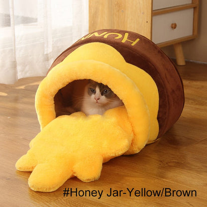 Honey Pot Cat Bed Yellow Pet beds Plushie Depot