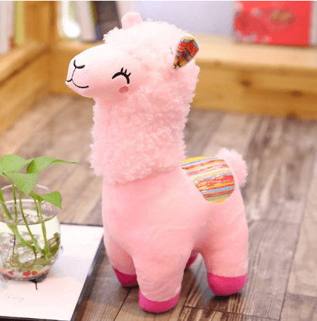 Cute squinting happy alpaca doll plush toy Pink Plushie Depot