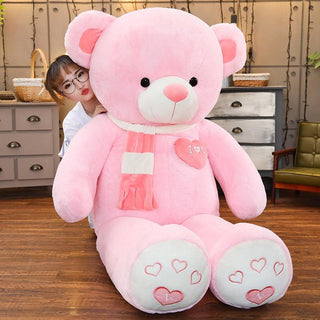 LOVE Scarf Teddy Bear Plush Doll Pink scarf 80cm Plushie Depot