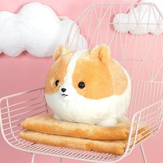 Cute Corgi Kawaii Plush Toy Cushion with Blanket, Great for Gifts Blankets - Plushie Depot