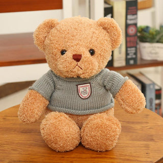 Teddy Bear with Crested Sweater in Cream and Brown Cream color 30cm Plushie Depot