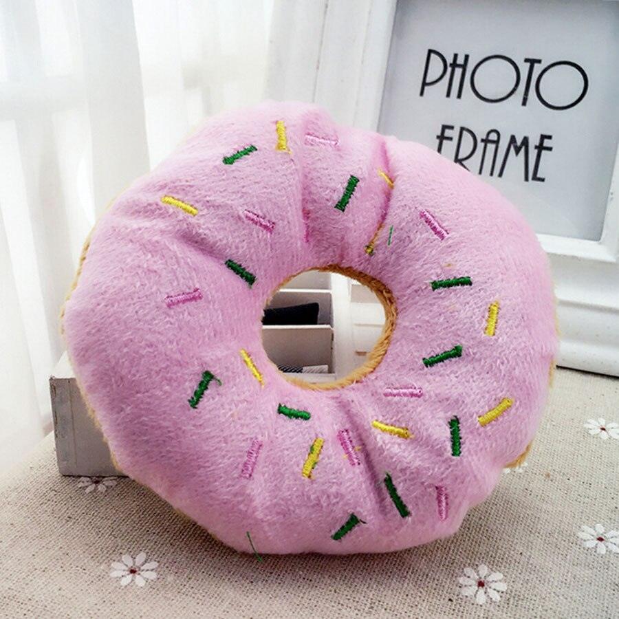 Funny Donut plush pet toy Pink Pet Toys Plushie Depot