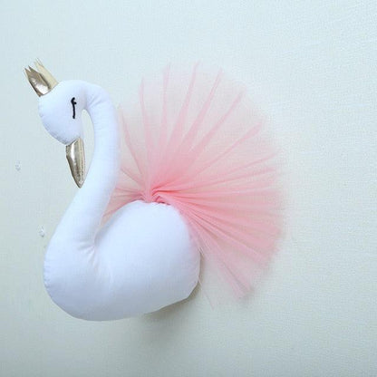 Beautiful Swan Stuffed Animals Plush Dolls Wall Hanging Decor for Baby Nursery Pink Wall Decor Plushie Depot
