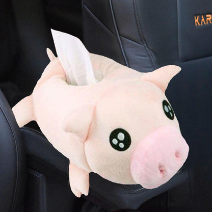 Creative Cartoon Plush Chicken Car Armrest Little pink pig Stuffed Animals - Plushie Depot