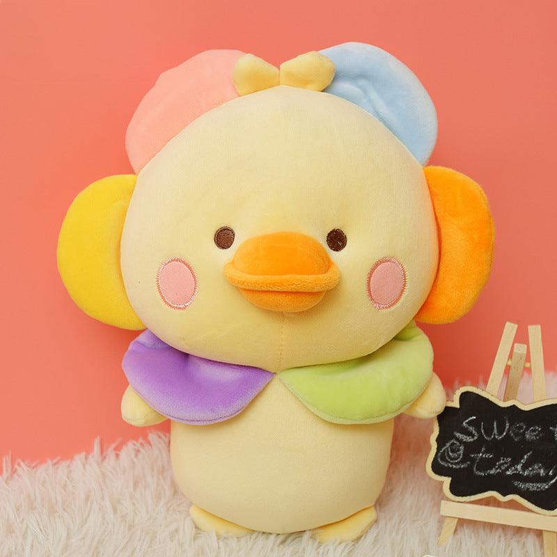 Kawaii Bear & Piggy Plush Dolls with Cute Flower Hats Duck 23cm Plushie Depot