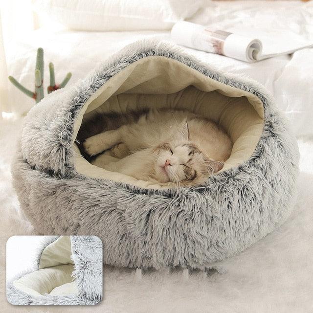 Adorable, Cozy Cave-like Cat Pet Bed Grey Pet Beds Plushie Depot