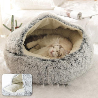 Adorable, Cozy Cave-like Cat Pet Bed Grey Plushie Depot