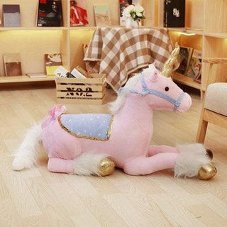 39" Large Majestic Unicorn Stuffed Animal Plush Doll with Saddle Pink - Plushie Depot