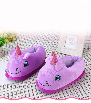 Cute Unicorn Slippers Purple Slippers - Plushie Depot