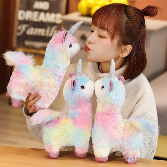 Kawaii Rainbow Unicorn Alpaca Stuffed Animal Plush Toy, Great Gifts for Kids Plushie Depot