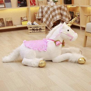 39" Large Majestic Unicorn Stuffed Animal Plush Doll with Saddle White - Plushie Depot