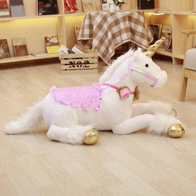 39" Large Majestic Unicorn Stuffed Animal Plush Doll with Saddle White Plushie Depot
