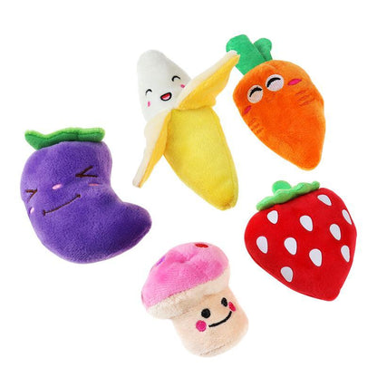 Funny Fruit Squeaky Dog Toys (Set of 5) Pet Toys Plushie Depot