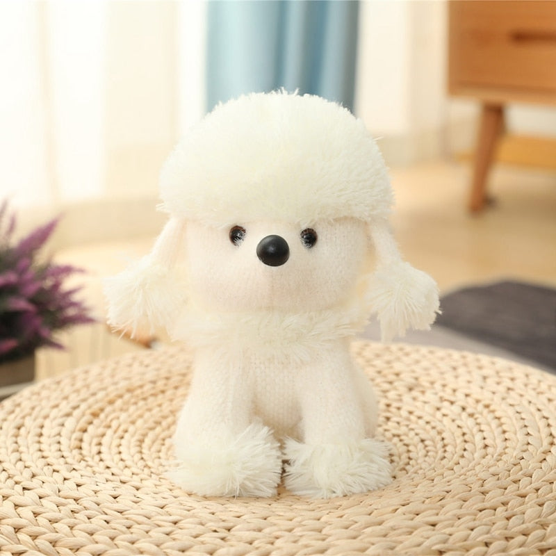 Cute Fuzzy Poodle Plushies 8" White Stuffed Animals - Plushie Depot