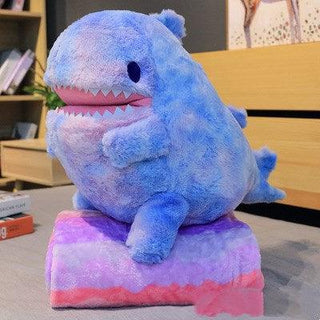 23.5" Kawaii Large Rainbow Rainbow Dinosaur Plush Toy with Blanket, Great Gift for Kids Blue 23.5" 60cm Plushie Depot