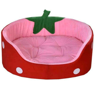 Strawberry Shaped Small Dog and Cat Pet Bed Pink Plushie Depot
