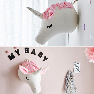Cute Animals Elephant Head Stuffed Plush Doll Kids Bedroom Decor Unicorn Wall Decor - Plushie Depot