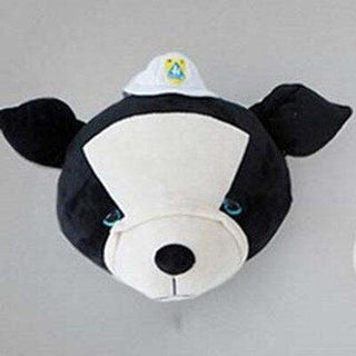 Creative Stuffed Animal Nursery Plush Wall Decor Black dog with hat Wall Decor - Plushie Depot