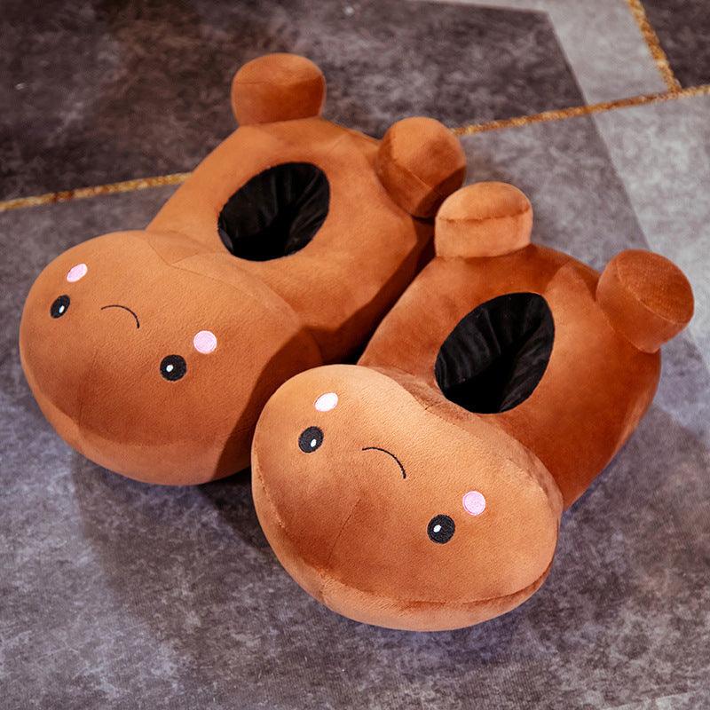 Spoof Cute Penis Shaped Slippers Brown OneSize Slippers Plushie Depot