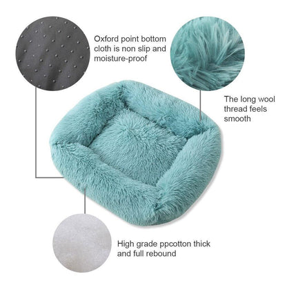 Square Dog & Cat Pet Bed for Medium Pets, Super Soft Warm Plush & Comfortable Pet Beds Plushie Depot