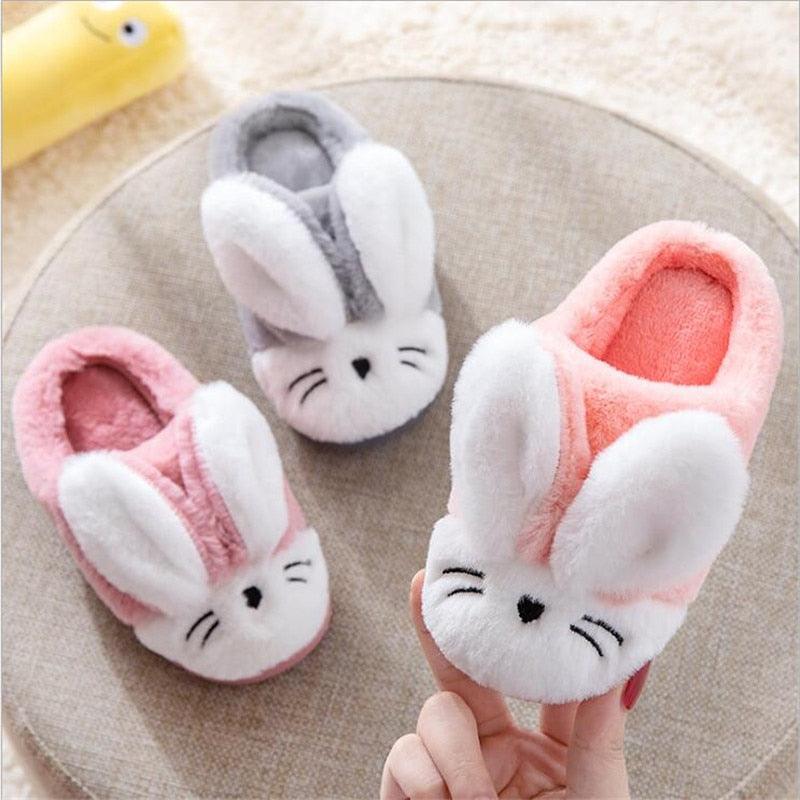 Children's Indoor Cotton Plush Bunny Rabbit Slippers, Warm Plushy Slippers for Kids Slippers Plushie Depot