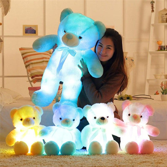 Light Up LED Teddy Bear Stuffed Animals Plush cushion Colorful Glowing Christmas Gift for Kids Teddy bears Plushie Depot