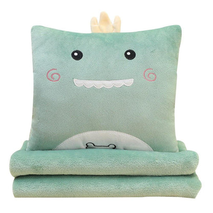 Adorable Stuffed Animal Cat, Dog & Dinosaur Plush Toy Cushion with Blanket Blankets Plushie Depot