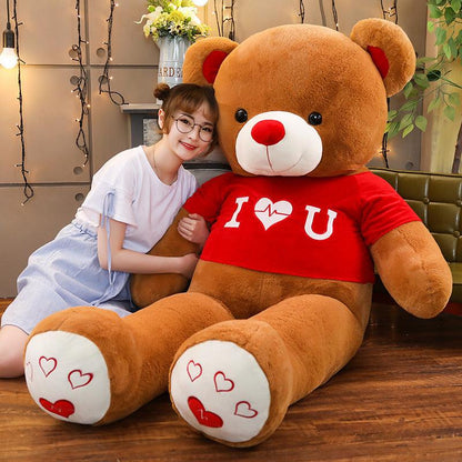 LOVE Scarf Teddy Bear Plush Doll Dark brown 80cm Teddy bears Plushie Depot