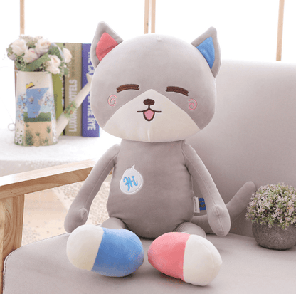 Kawaii Happy Kitty Stuffed Animal Plush Toys (3 Sizes) Ash - Plushie Depot