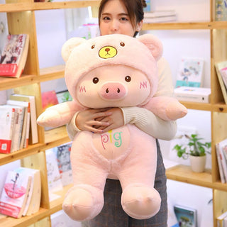 Adorable Piglet dressed with a Teddy Bear Hat Plushie Depot