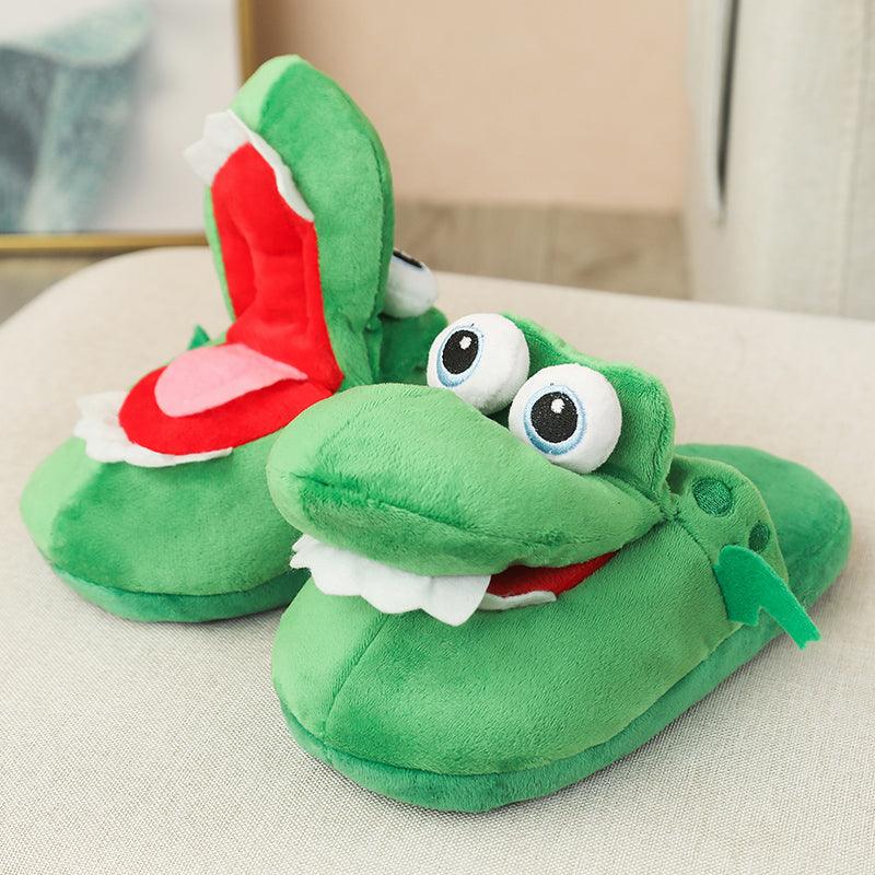 Crocodile Cotton Slippers Mouth Will Move Plush Cute Slippers Plushie Depot