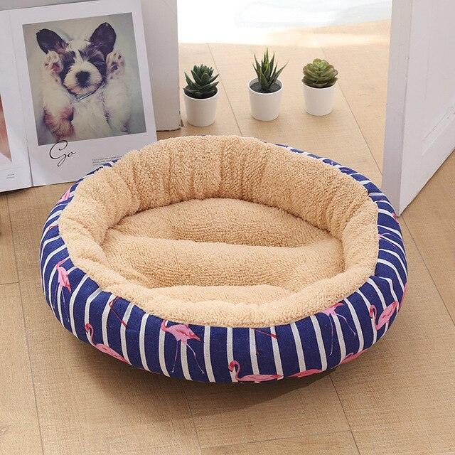 Flamingo Pattern Fluffy Round Plush Dog Beds for Small Dogs Style 1 Pet Beds Plushie Depot