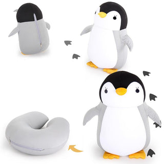 Super Funny & Cool Reversible Penguin U-shaped Travel Neck Pillow Plush Plushie Depot