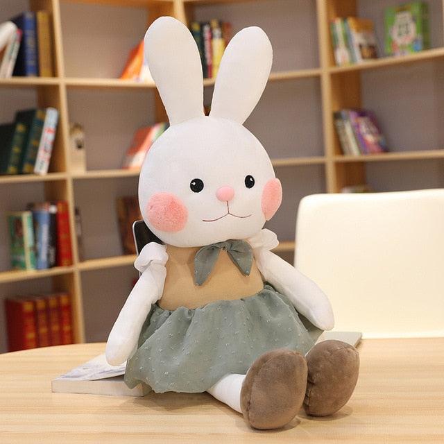 17.5" - 21.5" Adorable Bunny Rabbit Plushy Toys with Clothes Green Stuffed Animals Plushie Depot