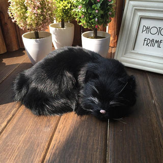Hyper Realistic Sleeping Cat Plush Dolls Black Stuffed ANimals - Plushie Depot
