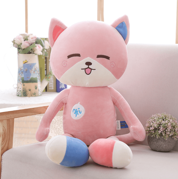 Kawaii Happy Kitty Stuffed Animal Plush Toys (3 Sizes) Pink - Plushie Depot