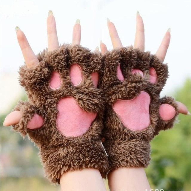 Cute Cat Claw Paw Plush Mittens Coffee Plushie Depot