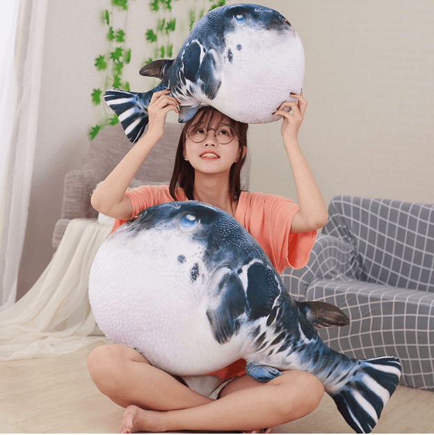 pop lovely realistic animal pufferfish plush pillow Plushie Depot