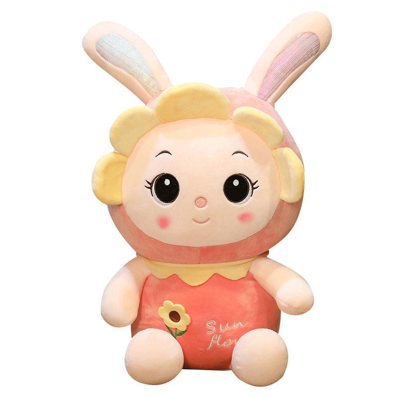 Cute Sunflower Rabbit Doll Plush Toy Pink - Plushie Depot