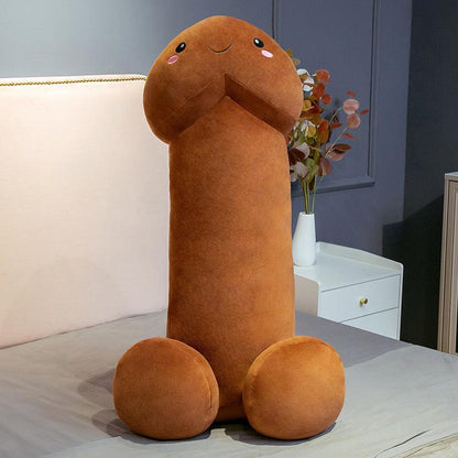Happy Big Dick / Penis Plush toy pillow Brown 35" Plushie Depot
