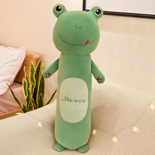 Long cylindrical pillow plush animal stuffed toy Frog Plushie Depot
