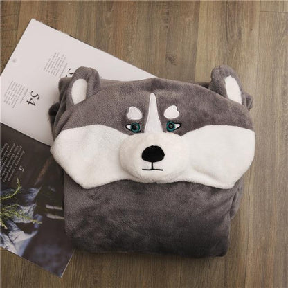 Soft and Funny Animal Cosplay Blanket Cloaks 5' 7" L Husky Blankets Plushie Depot