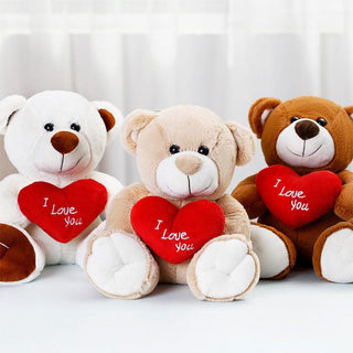 Cute Cartoon Hug Bear With Bow Tie and Hearts Bear Plush Doll Plushie Depot