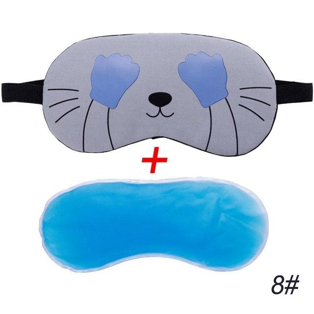 Cute Cat Cartoon Travel Sleep Mask 8 With Ice Gel-B Sleep Masks Plushie Depot