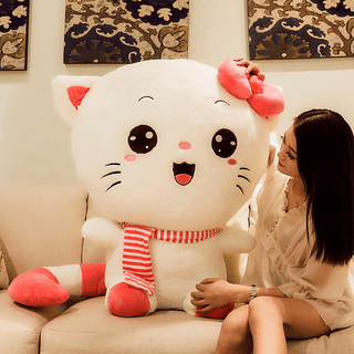 Oversized Kawaii Kitty Cat Head Plush Toy 20" Pink - Plushie Depot