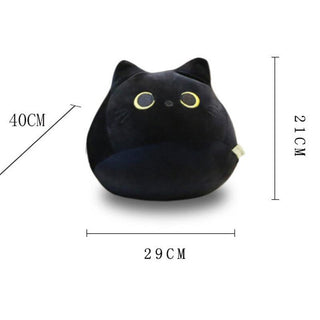 Round Fat Black Cat Plush Black 40cm Plushie Depot