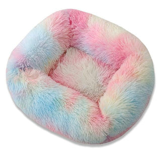 Square Dog & Cat Pet Bed for Medium Pets, Super Soft Warm Plush & Comfortable Colorful Plushie Depot